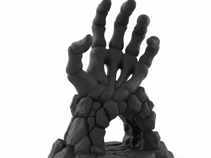 Cursed Skeletal Hand Cave – Gothic Aquarium Horror Decor