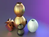 Spherical grooved vase set-1