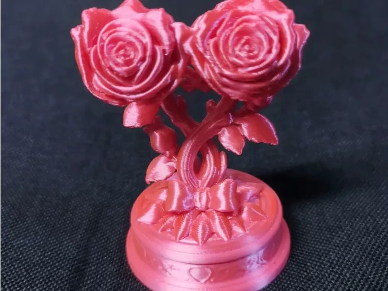 Support Cœur à Double Rose Fleur Éternelle de la Saint-Valentin avec Nœud