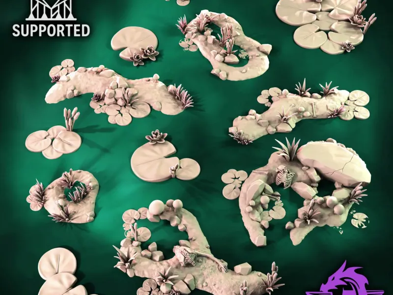 Swamp Pools & Giant Lilly Pads | Tabletop Scatter Terrain