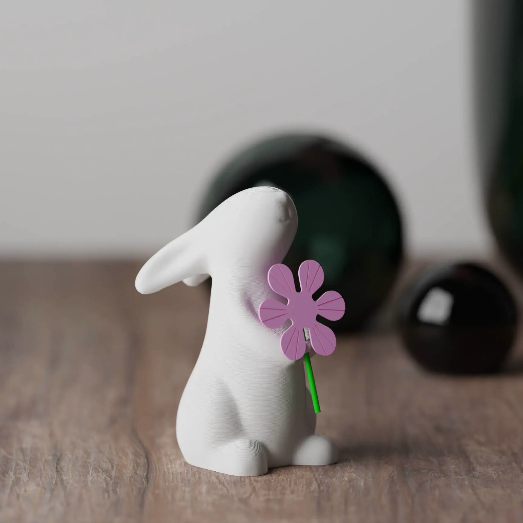 Modern minimalistic easter bunny with flower hands