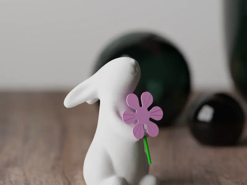 Modern minimalistic easter bunny with flower hands