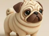 Chibi Pug Keychain Accessory - Cute Stylized Dog Art-0