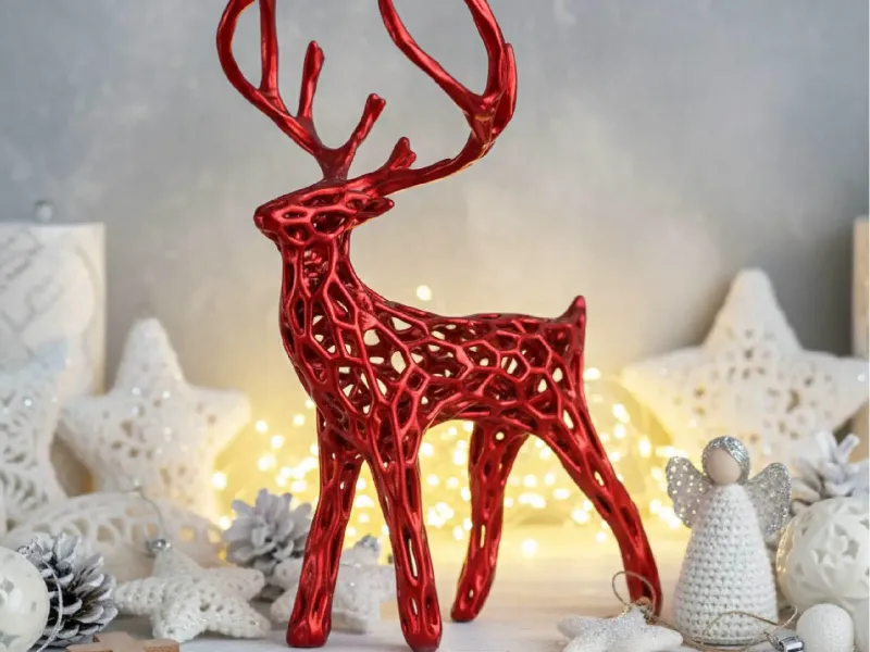 Miniature Modern Deer Family, Voronoi Christmas Decor