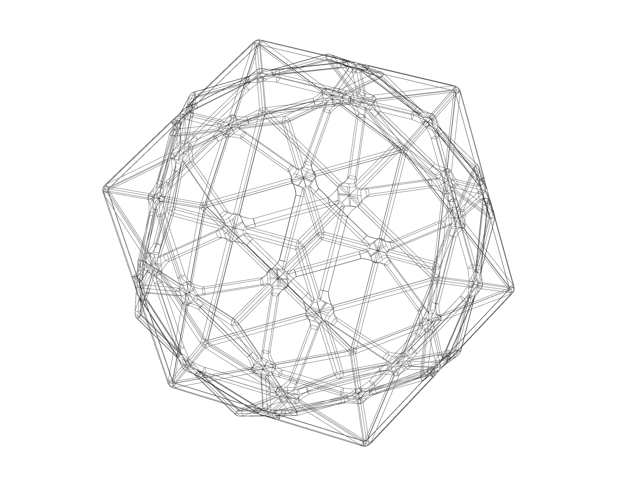 Formă Wireframe Compus din Dodecaedru și Icosaedru