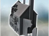 Set of two damaged buildings with visible interiors double c-4