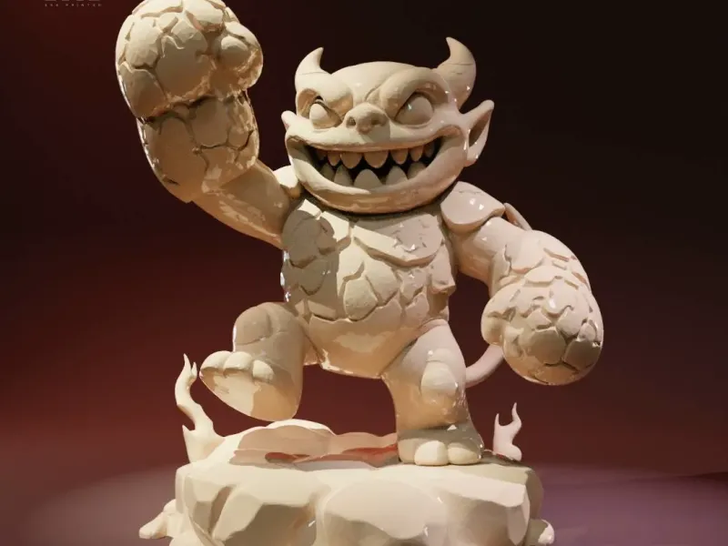 Fire Imp Commander – Stylized Lava Beast Miniature