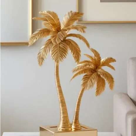 Luxury twin gold palm tree sculpture
