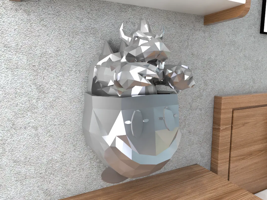 Bowser Muro Super Mario Bros Lowpoly