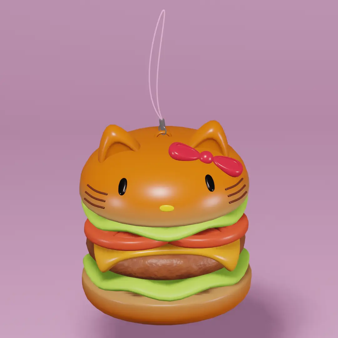 Hello Kitty Style Burger Keychain