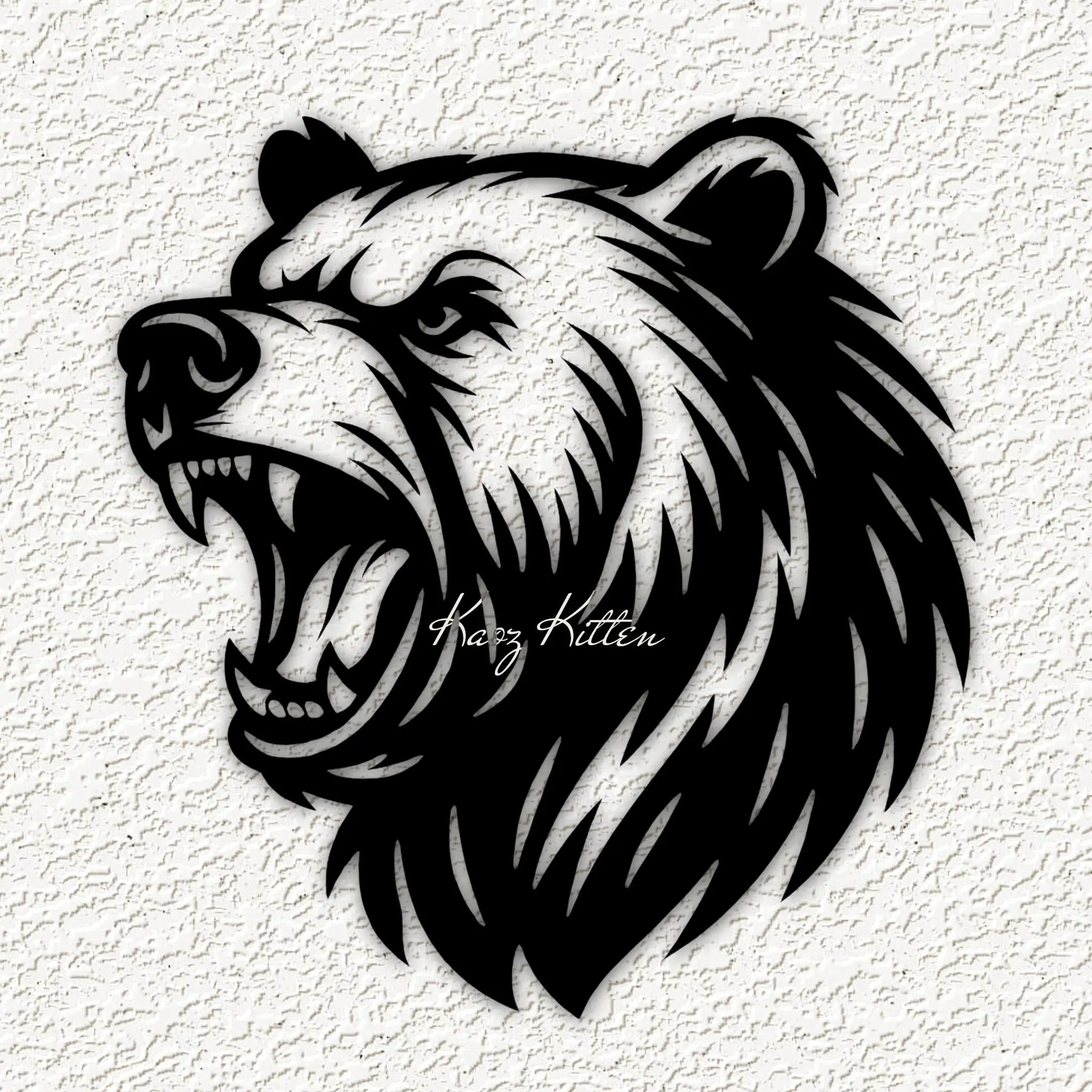 Other STL Descarga howling grizzly bear 2 wall art home decor Kaoz