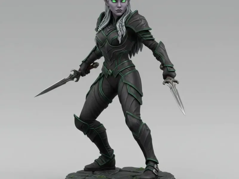 Shadowthorn Nightblade – Emerald Drow Assassin 3D Figurine