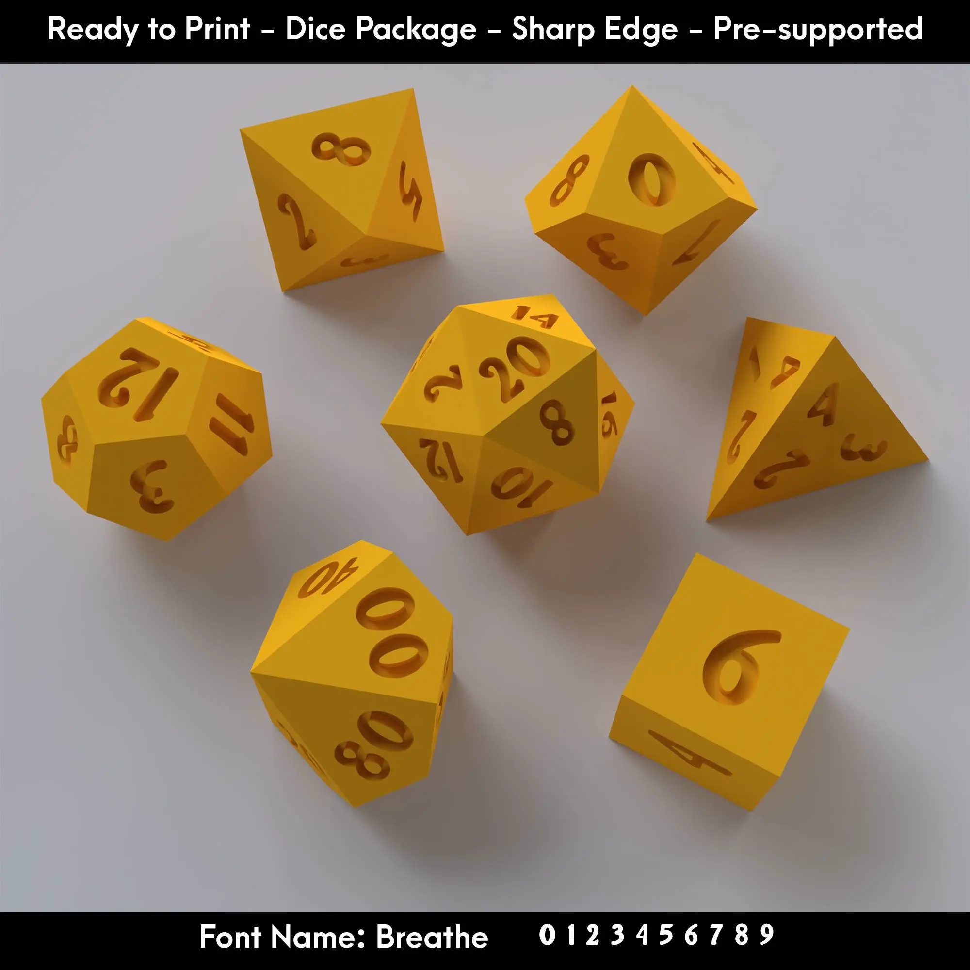 Dice Masters – Ready to Print - 7 Piece Set – Breathe Font