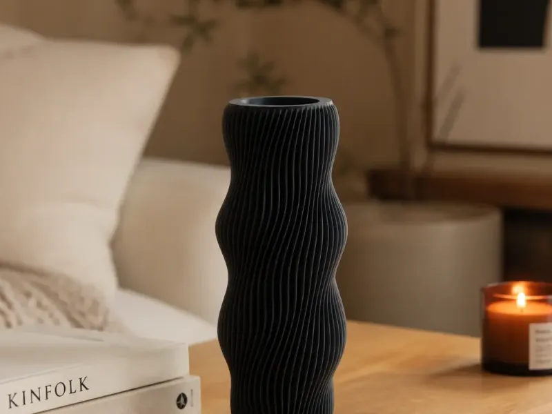 Wavy Ribbed Vase Modern Spiral Decor