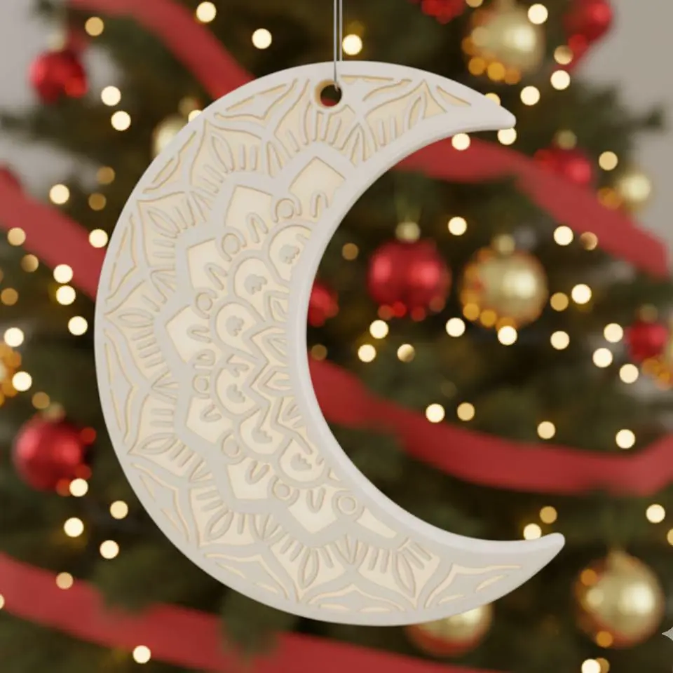 Crescent moon ornament for Christmas tree