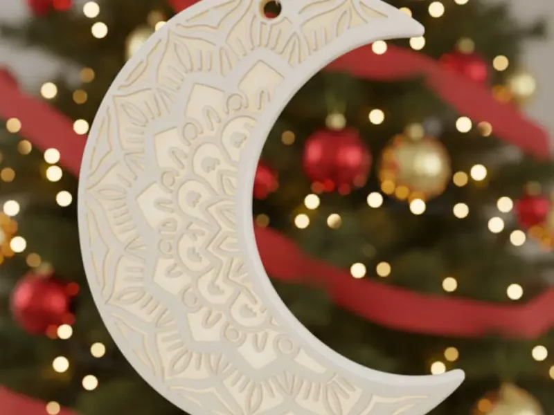 Crescent moon ornament for Christmas tree
