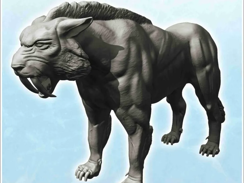 Säbelzahntiger mit Mähne (22) - Miniaturen Tier RPG tab