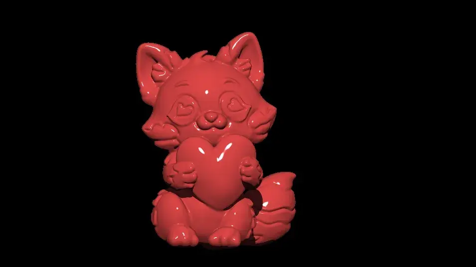 Cute Fox Holding Heart