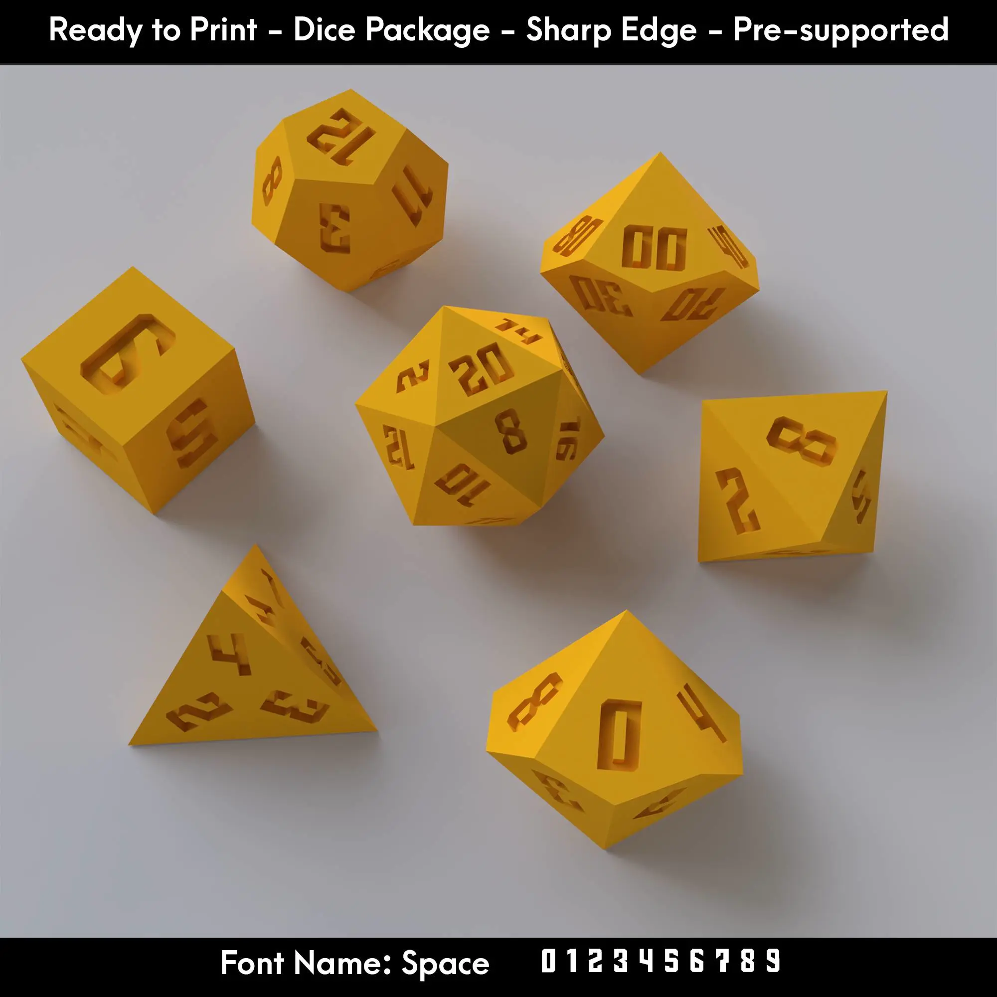 Dice Masters – Ready to Print - 7 Piece Set – Space Font
