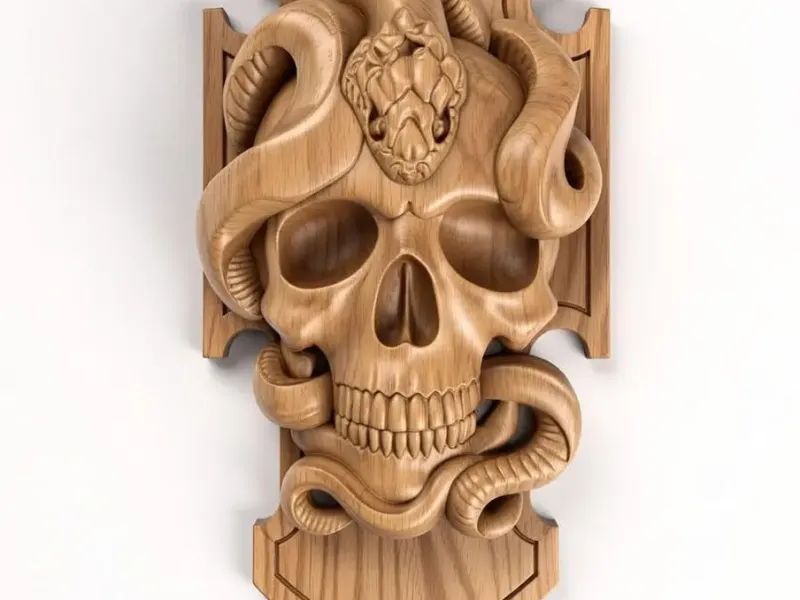 Dark Mythical Serpent Skull Plaque 
