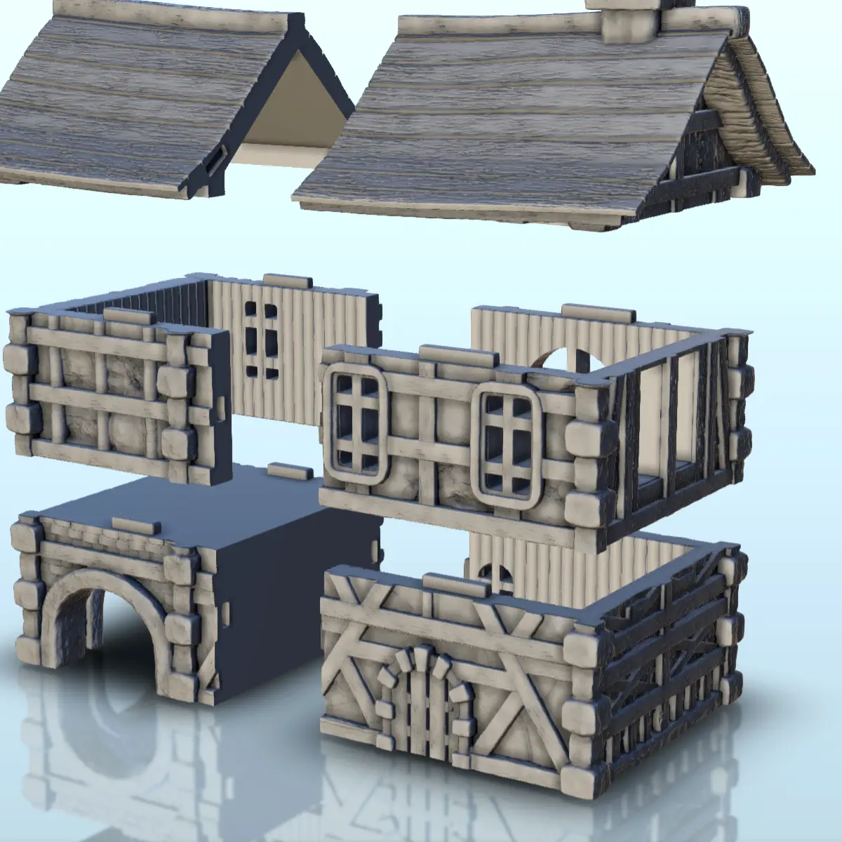 Medieval house in wood and stone with vaulted passage (6) -