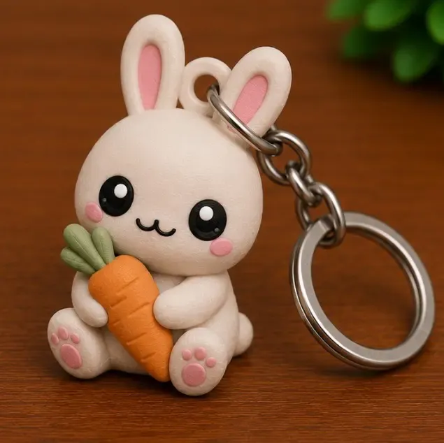 Llavero Conejito Kawaii con Zanahoria