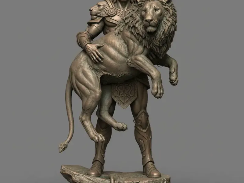 The Lion’s Guardian: Bronze Heroic Statue