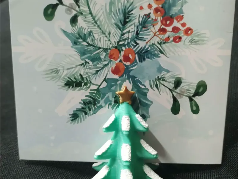 Albero di Natale Stabile con Neve e Portabiglietti con Stella