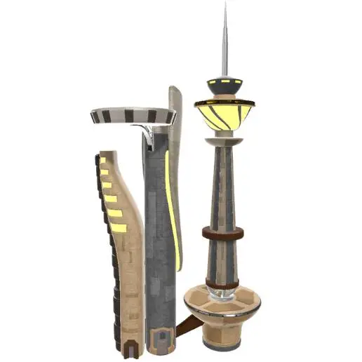 Futuristic Sci-Fi City Buildings Set 3D Model STL Printable