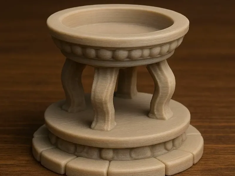 A stone brazier, standing on a small stone platform