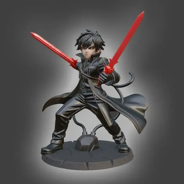 Anime Dual Blade Swordsman Figurine STL