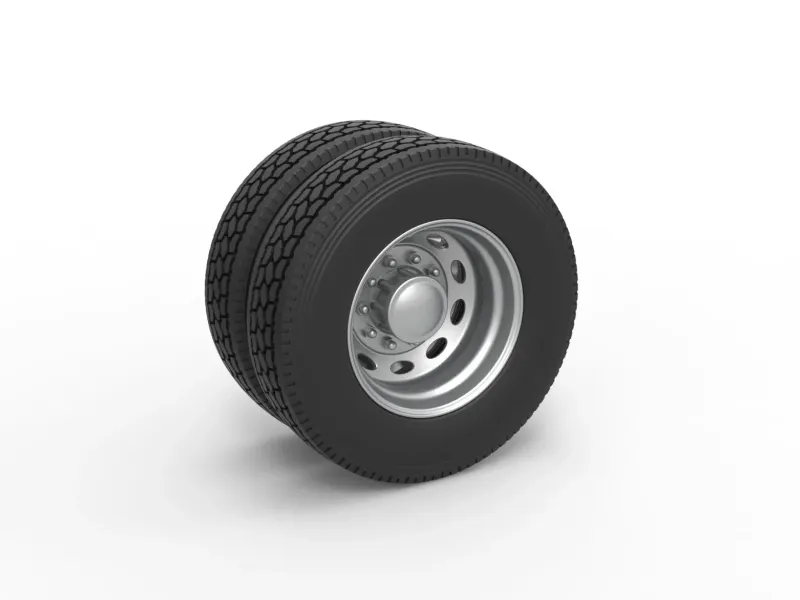 10 Oval Hole Rear double wheel of semi truck Scale 1:25