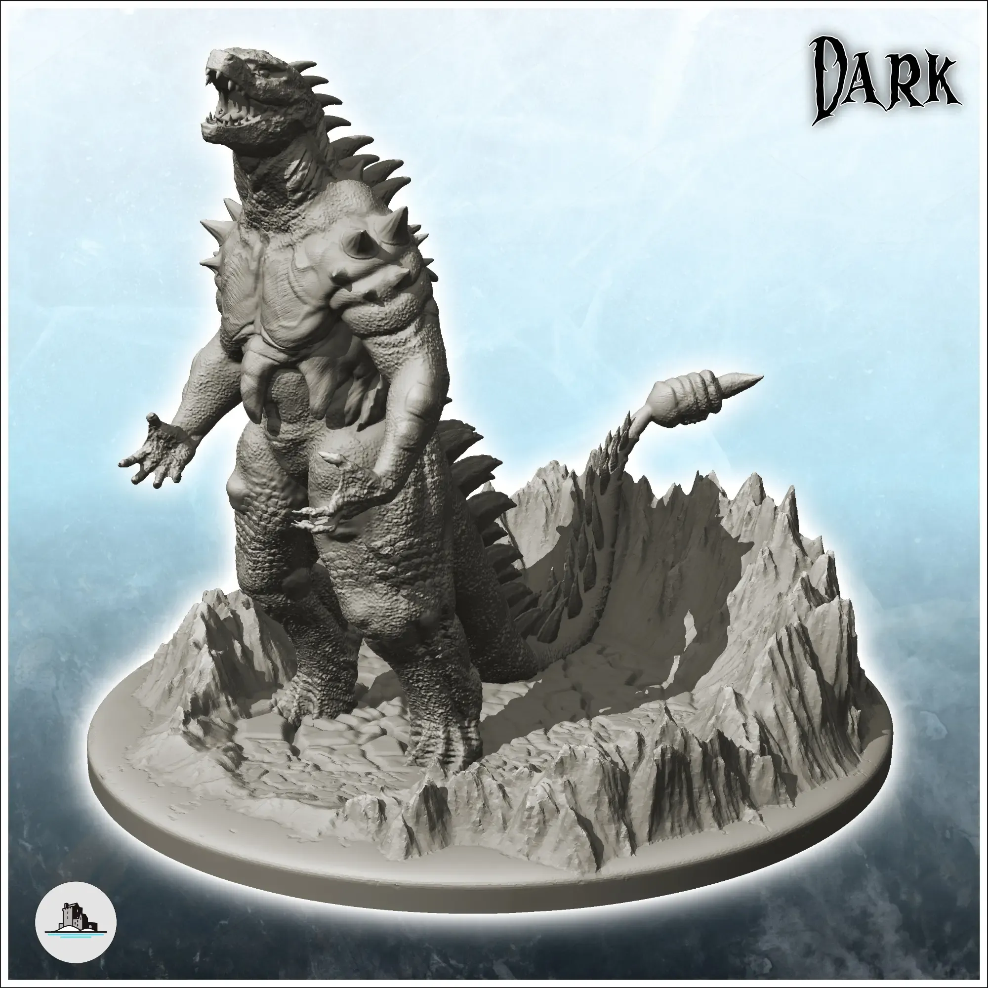 Godzilla dragon standing on ridge - figure miniature statue