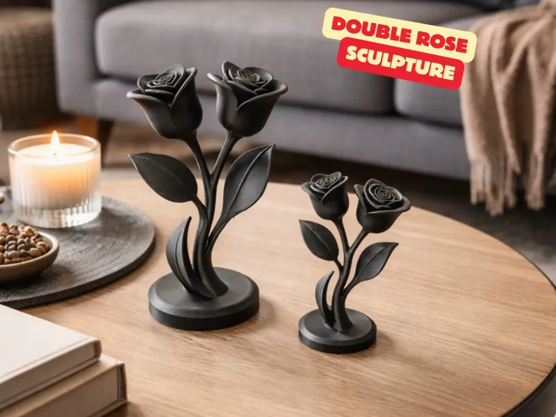 DOUBLE ROSE SCULPTURES / VALENTINES GIFT
