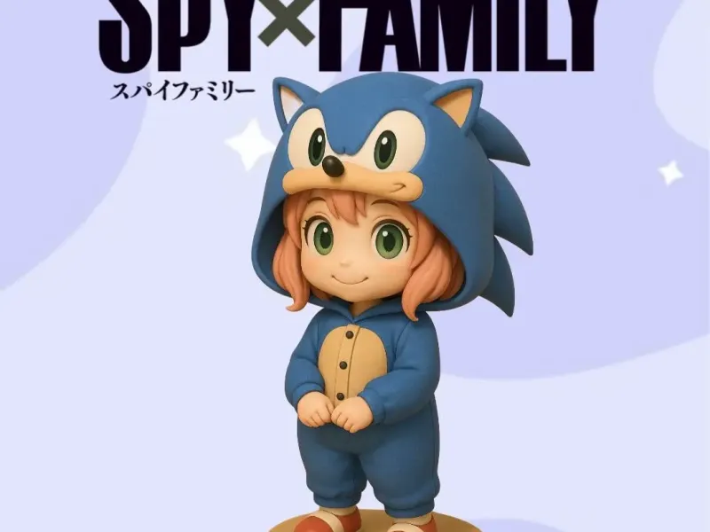 Anya Sonic Costume chibi design with base STL