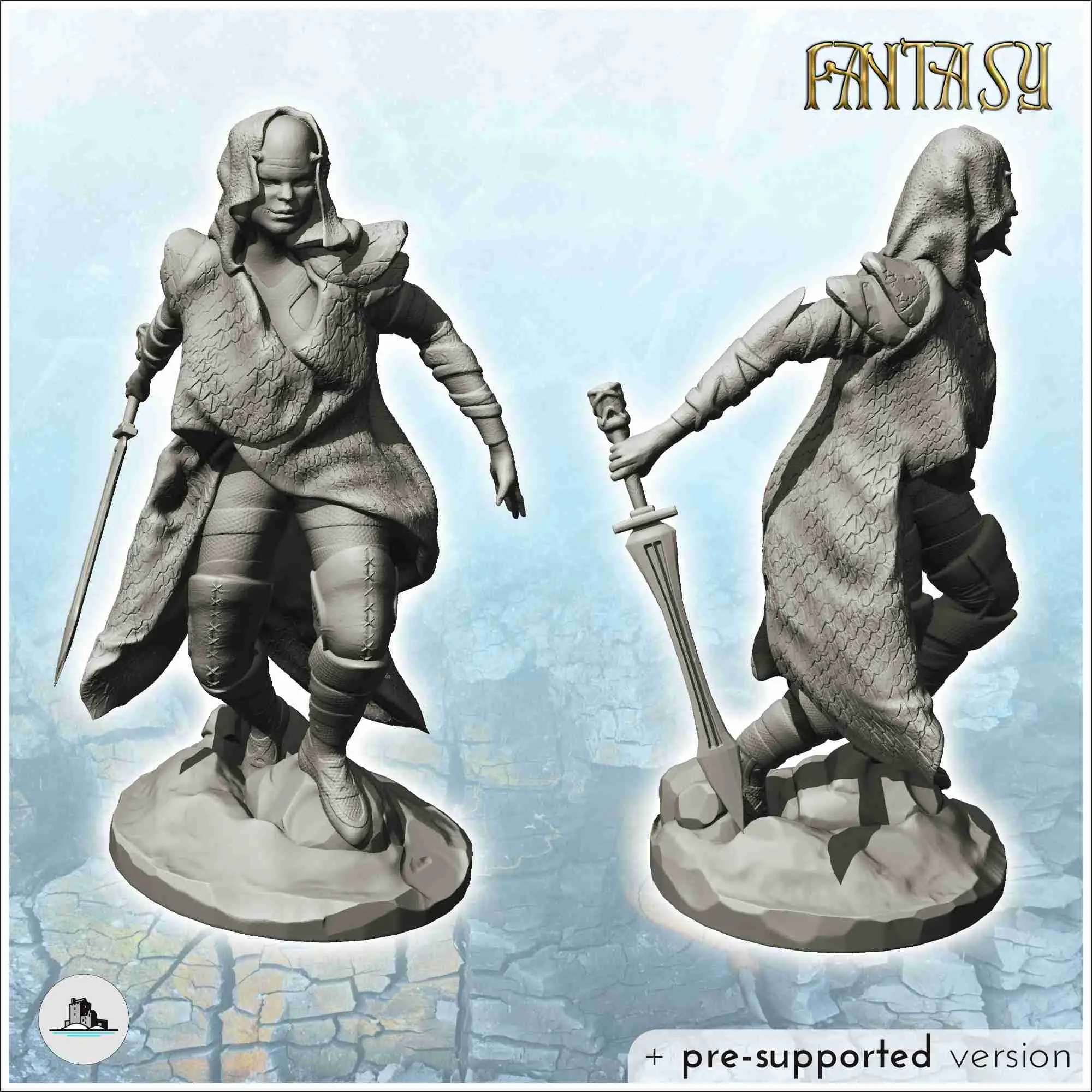 Horned woman with running sheepskin (3) - miniatures figure