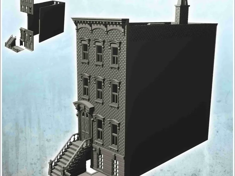 Modern brick building with pediment and fireplace (17) - sce