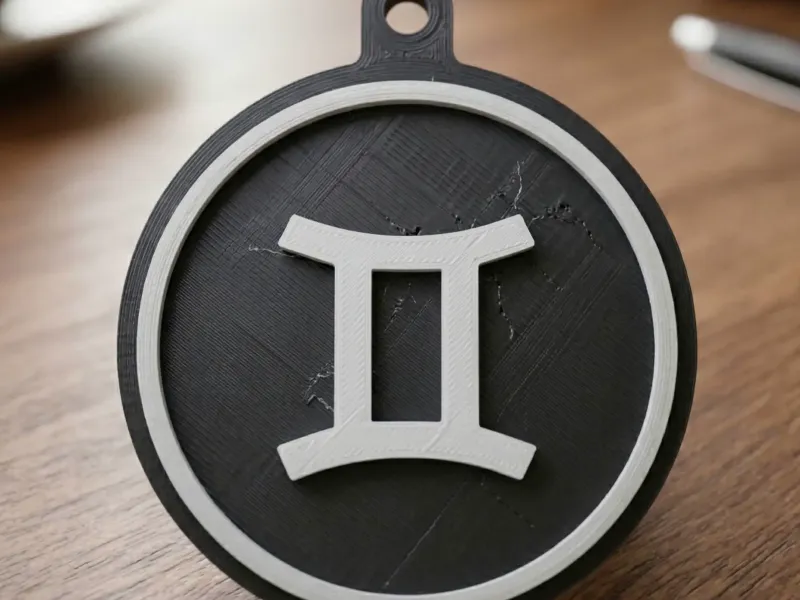 Minimalist Zodiac Keychain – Geminis – 3D Printed Gift