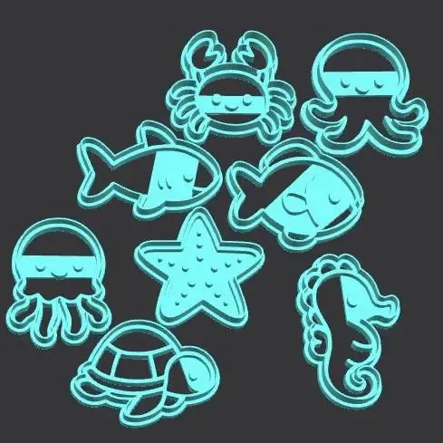 sea Cookie Cutter Set – 3D Printable STL for Baking
