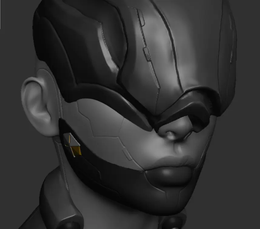 Busto de personaje cyborg femenino