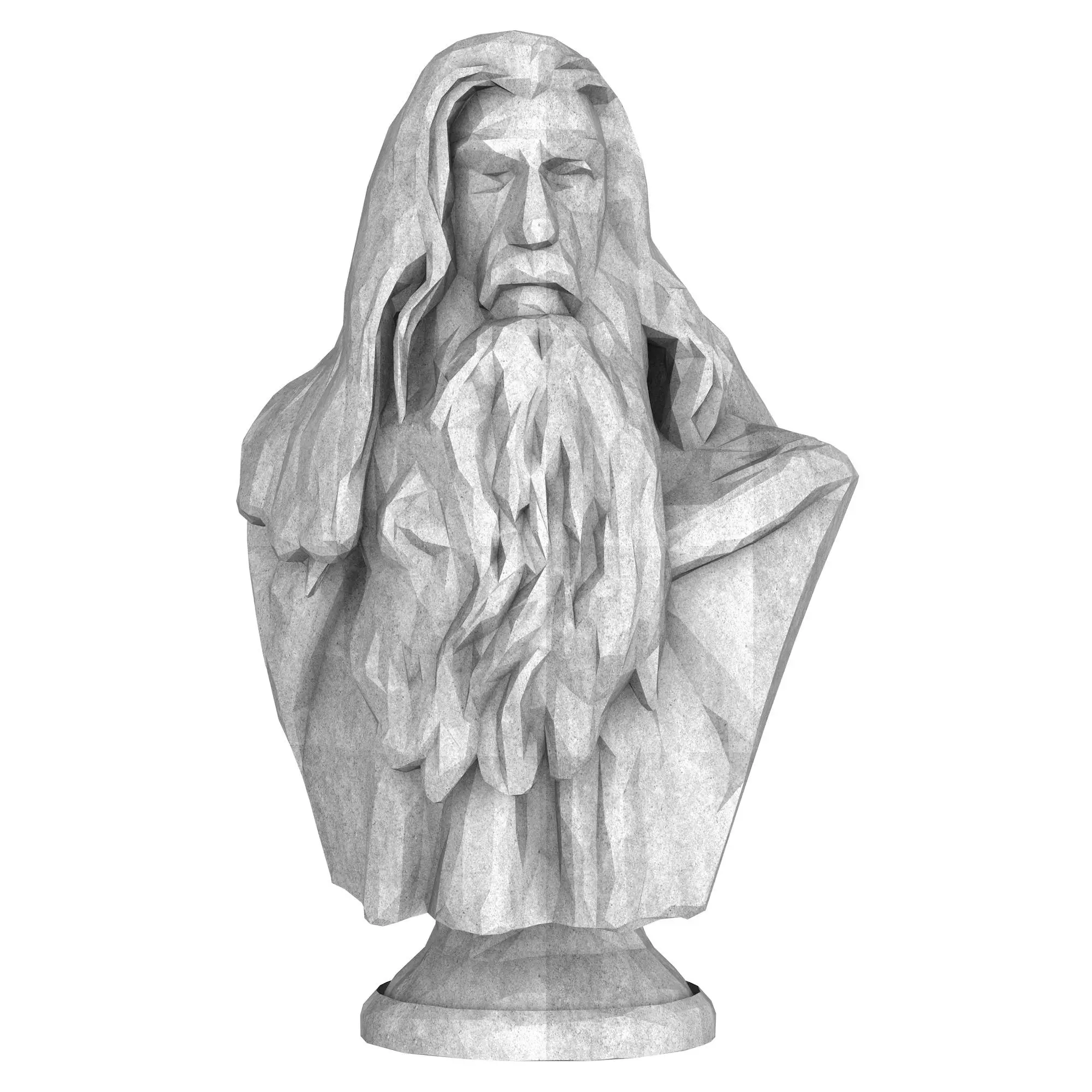 Fantasy Wizard Bust – Low Poly Sculpture STL