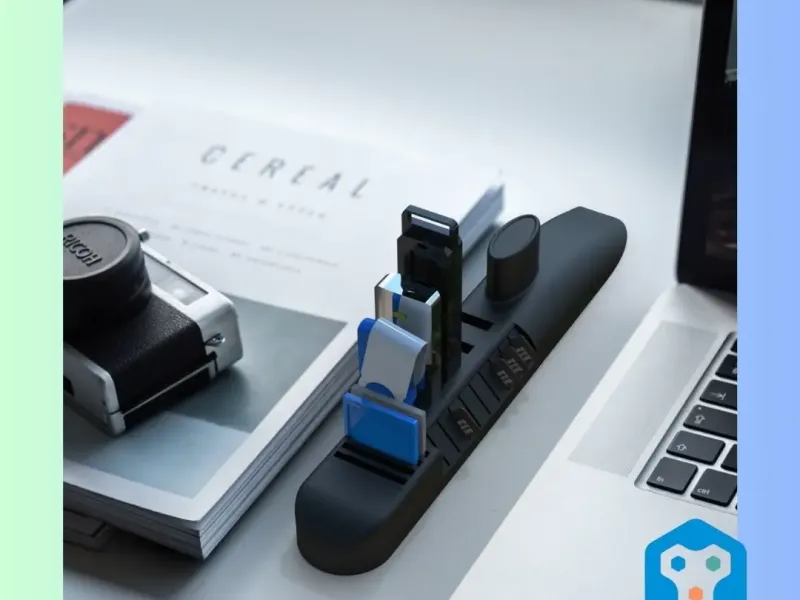 قاعدة تخزين على شكل غواصة لبطاقات SD وMicroSD ووحدات فلاش USB