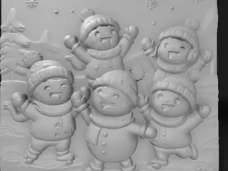 children play in the snow,