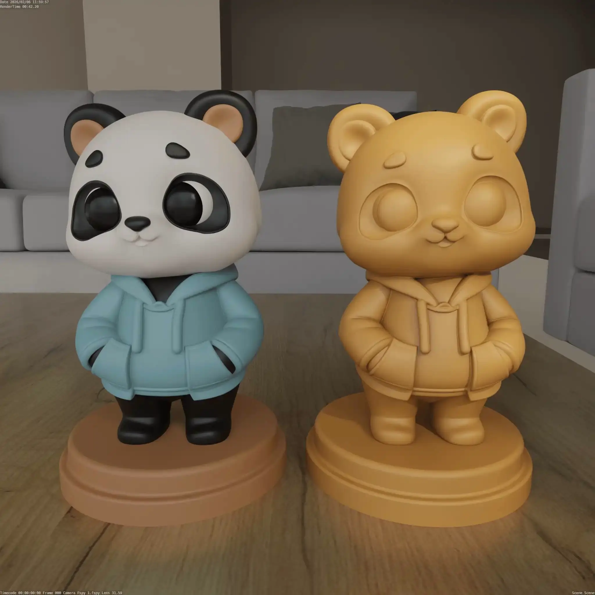 Cute Panda Wearing Hoodie 3D Printable Figure STL