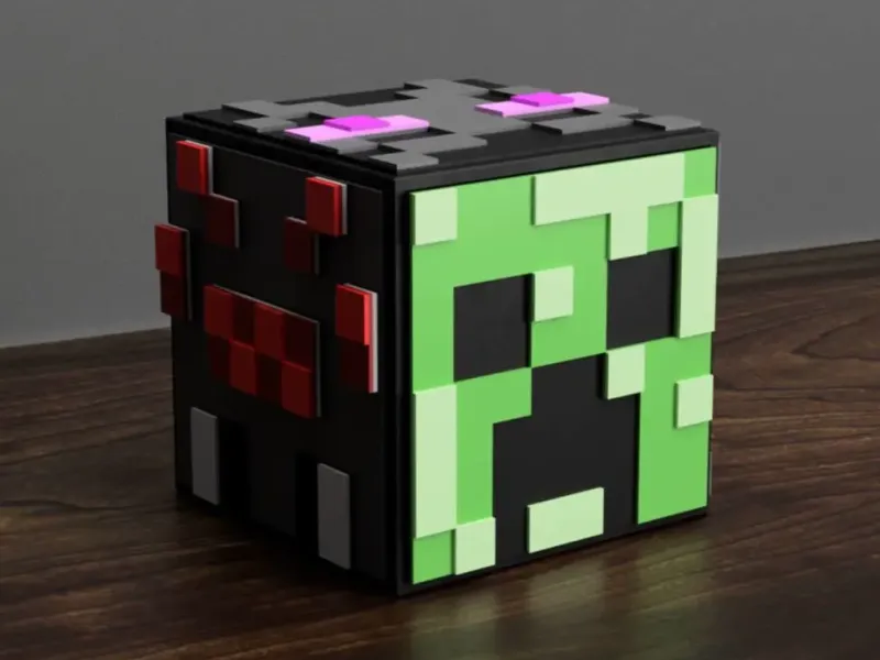 Многоцветная шкатулка для памятных вещей в стиле Minecraft