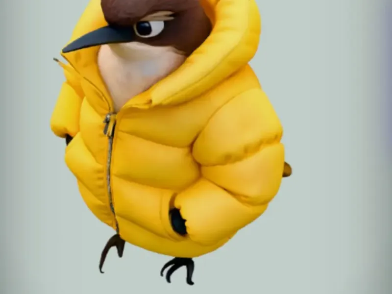 Bird in Yellow Puffer Jacket 