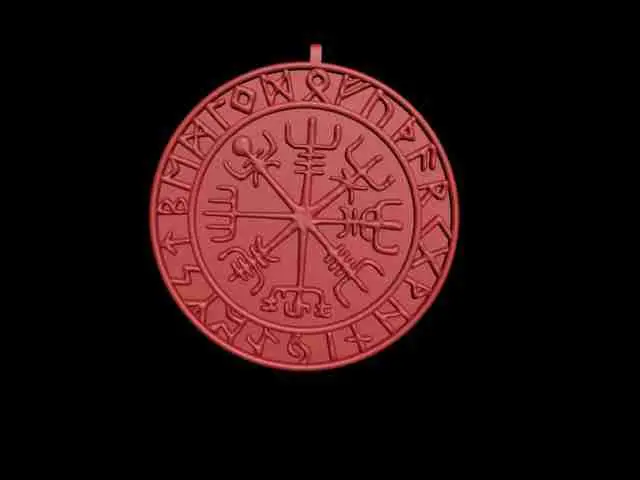 Busolă vikingă Vegvisir - Pandantiv cu rune centice