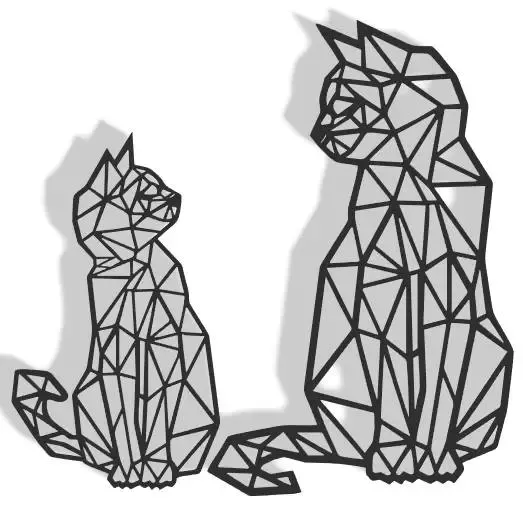 Geometric Cat couple Wall Art