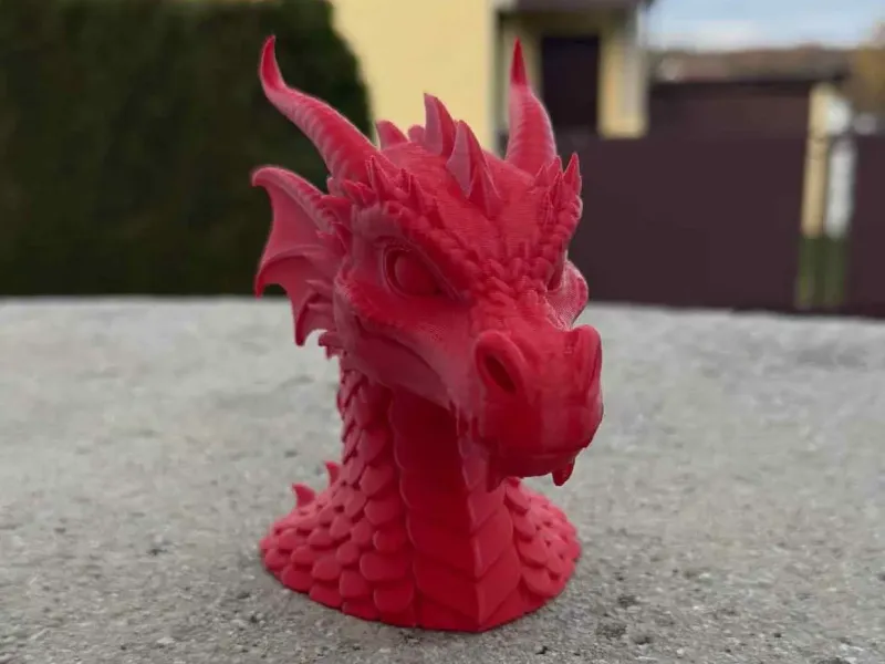 Red dragon head bust