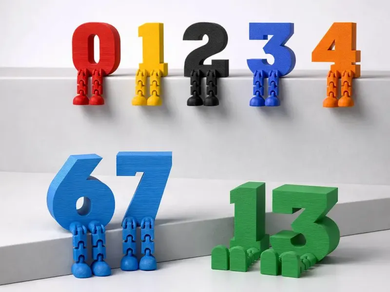 Set di Numeri Articolati | Numeri 0–9 con Gambe Mobili